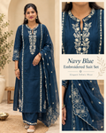 Navy Blue Embroidery Dress