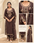 Chocolate Brown Embroidery Dress