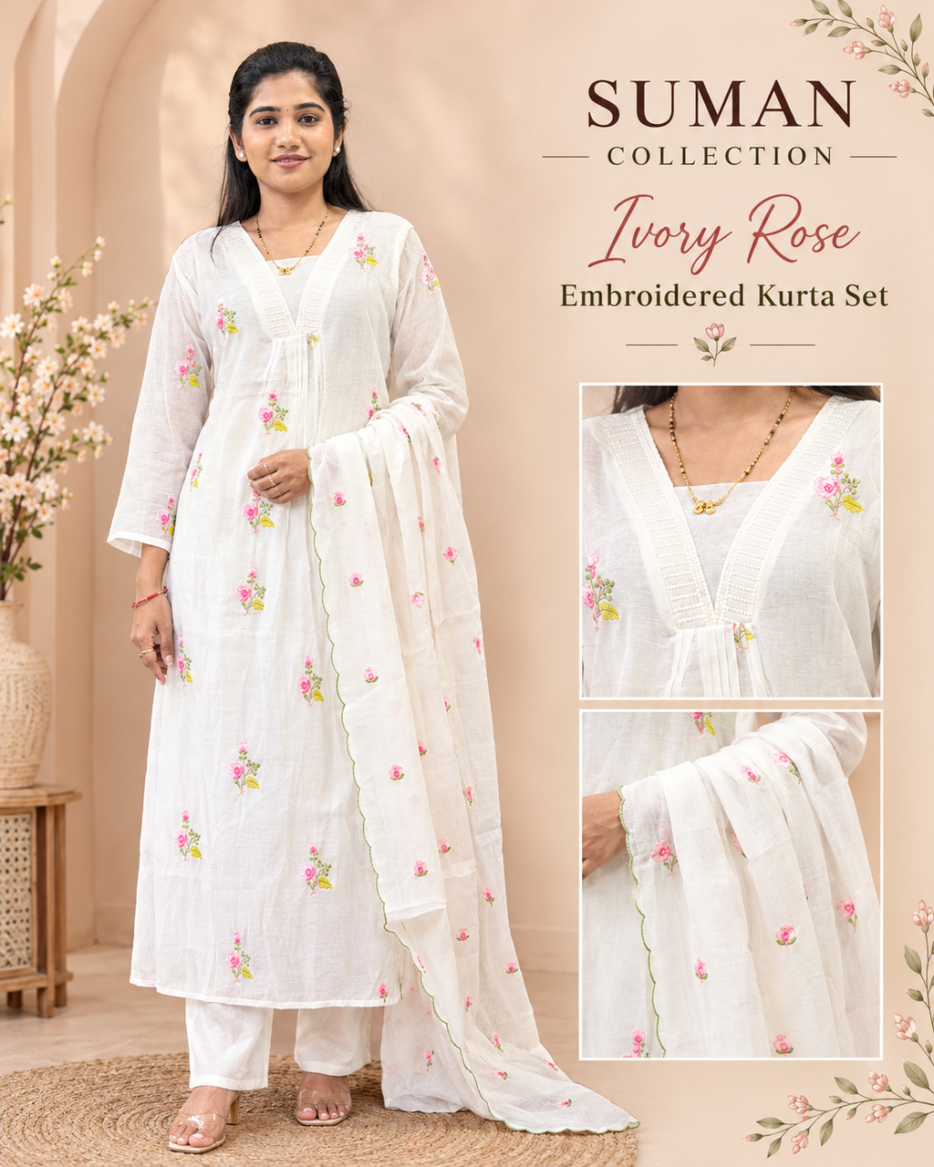 Floral Embroidered Kurta Set
