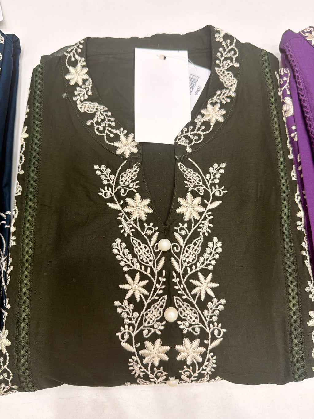 Navy Blue Embroidery Dress