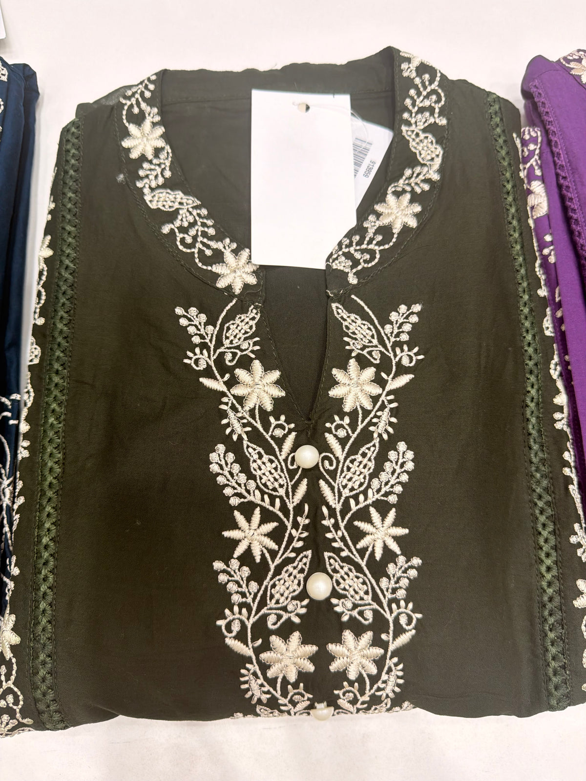 Navy Blue Embroidery Dress