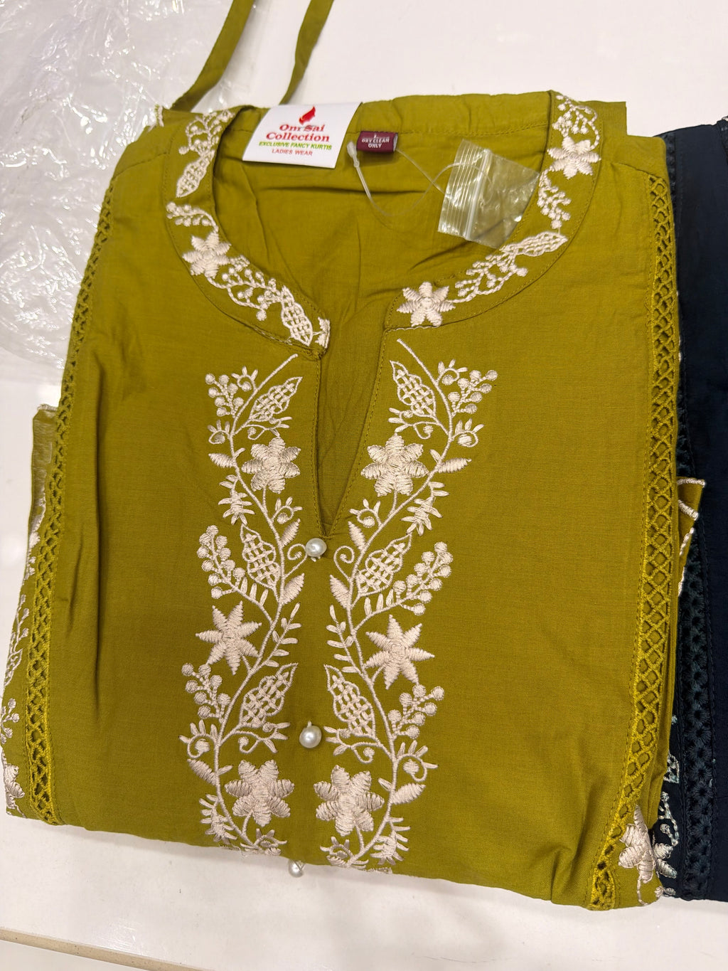 Navy Blue Embroidery Dress